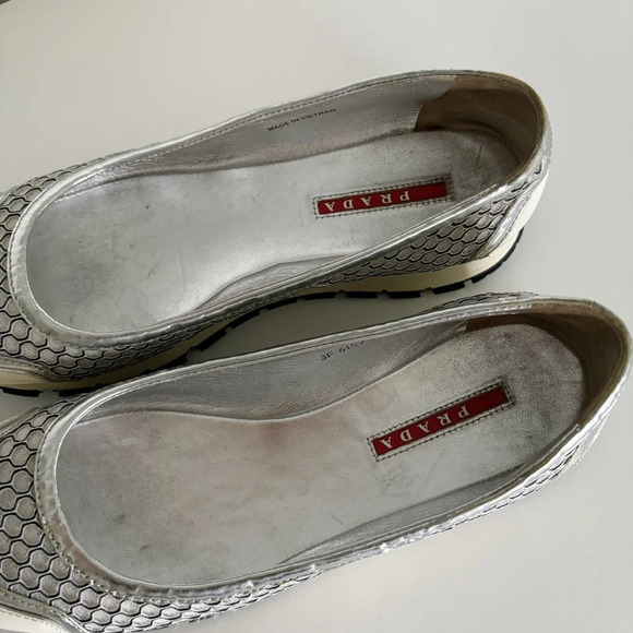 Prada Sport Ballet Shoes Trainers Metallic Mesh Patent Leather Size 36.5 Vintage - Picture 7 of 14